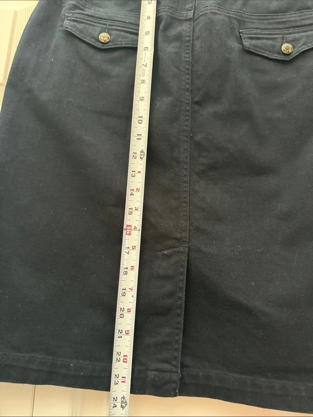 Talbots Black Pencil Skirt with Button Accent